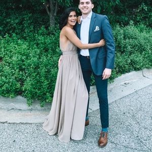 Jj House Taupe size 6 bridesmaid dress